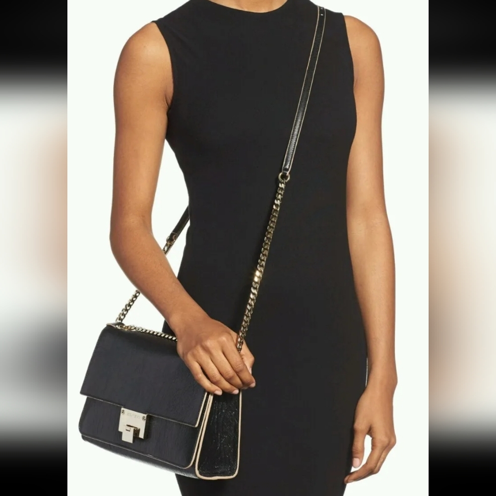 Jimmy Choo Rebel Crinkled Leather Crossbody Bag, Black